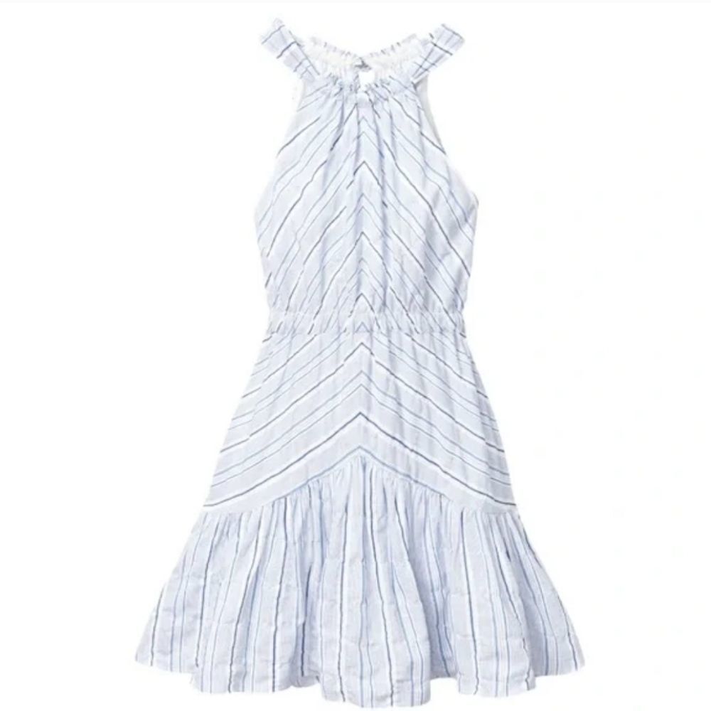 Rebecca Taylor Womens Blue Striped Round Neck Sleeveless Tank Dress sz L…